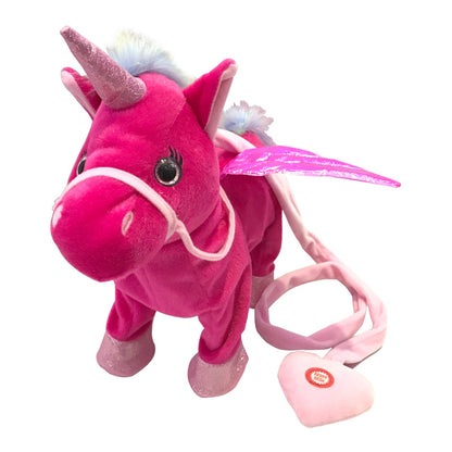 Unicorn Leash Angel Horse Doll Walking and Singing Electric Plush Toy Children's Gift